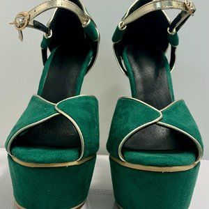 Green/ Gold  High Heels
